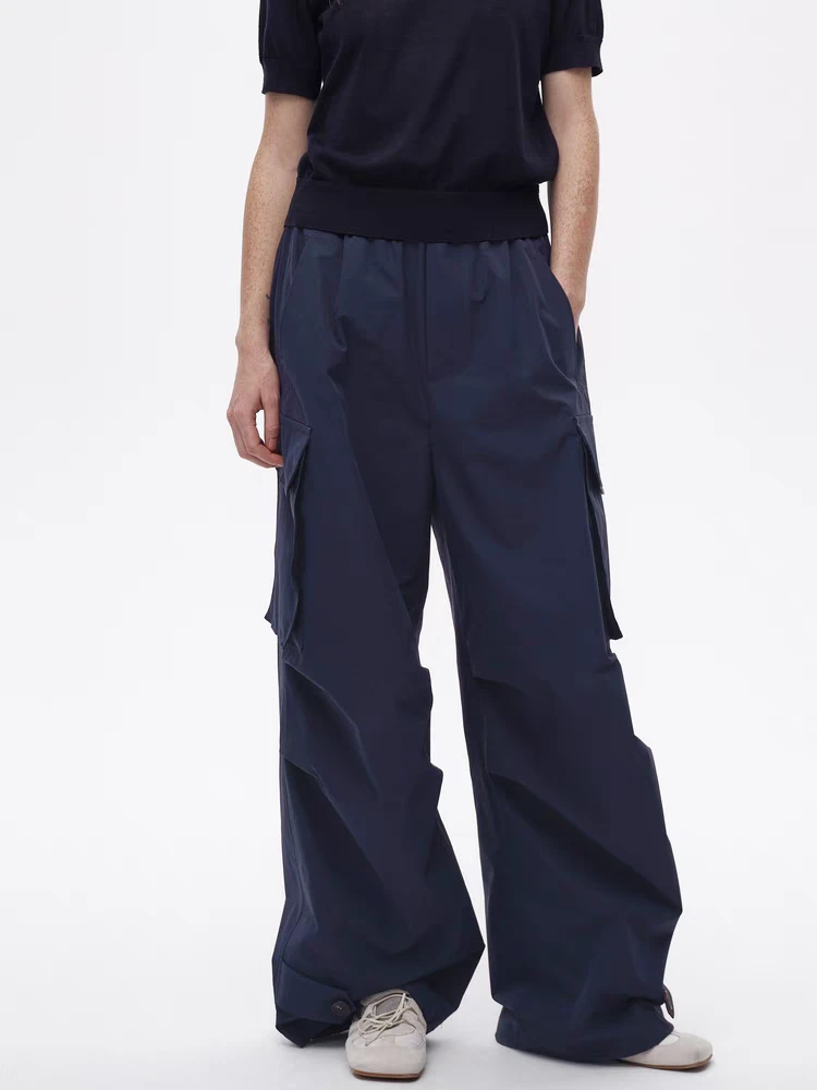 AVVENN·25春季新品女卡其宽松直筒立体工装袋休闲裤