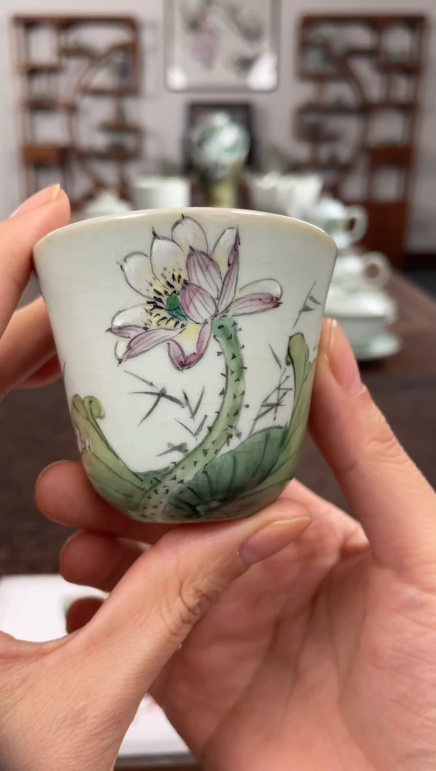 余秀华老师作品 天青花香杯（荷花）