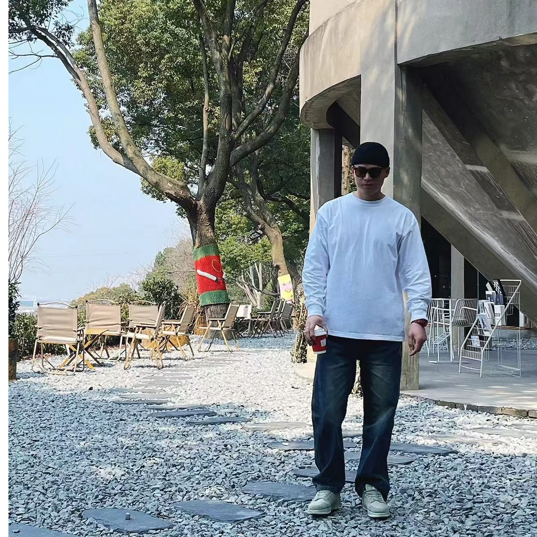 【打底必备】重磅纯棉圆领长袖T恤单穿叠穿必备男女同款百搭宽松
