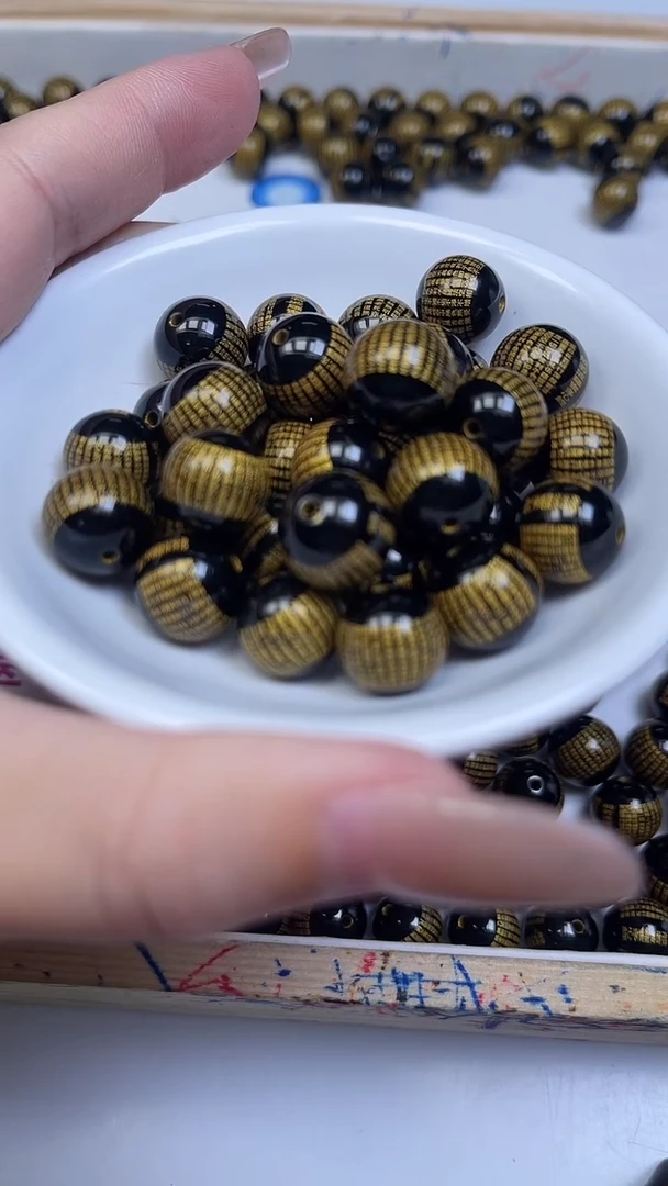 未镶嵌散珠玛瑙/玉髓L176 黑玛瑙 心经12mm3个9.9元