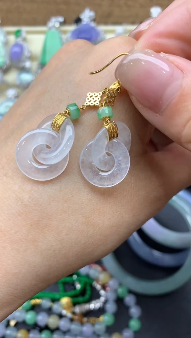 【闪购商品】翡翠耳饰18K金镶嵌267-中国好珍宝