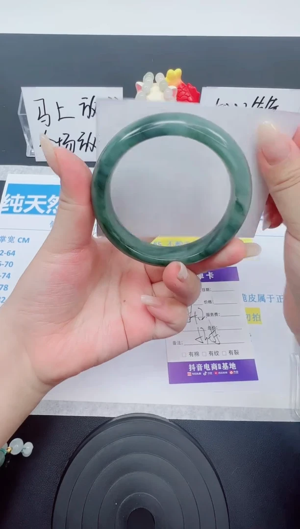 【闪购商品】石英质玉手镯未镶嵌编号：24--54.2圈 天山翠