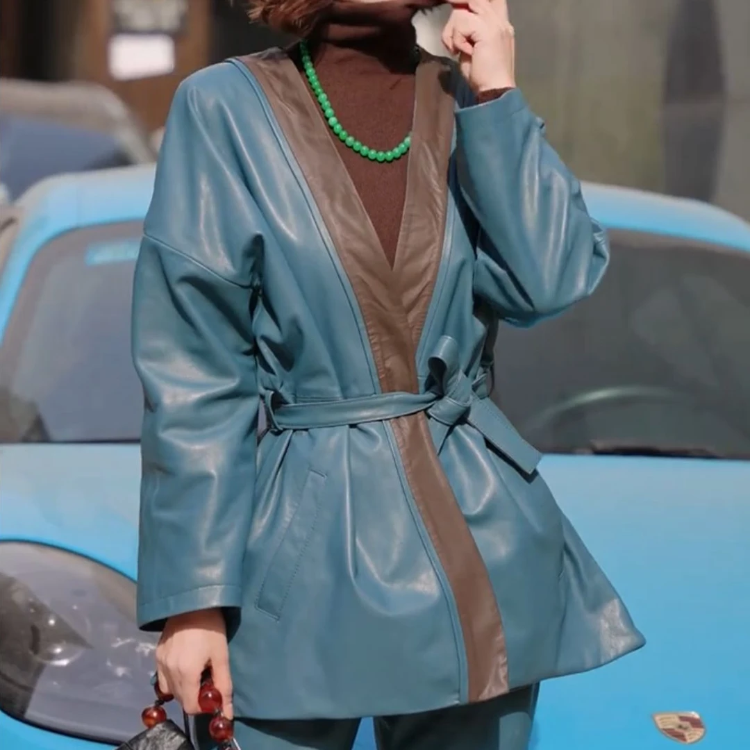 时尚长款外套皮衣休闲常规百搭FJ2428款上衣-FJ2419款复古