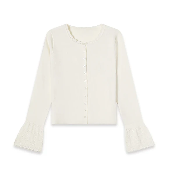 2025年新款秋款软糯法式气质轻奢拼接圆领长袖针织开衫上衣H9-28