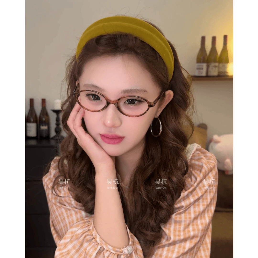 彩色短毛植绒～高级凹凸面宽边高颅顶发箍新款韩系秋冬氛围感发箍