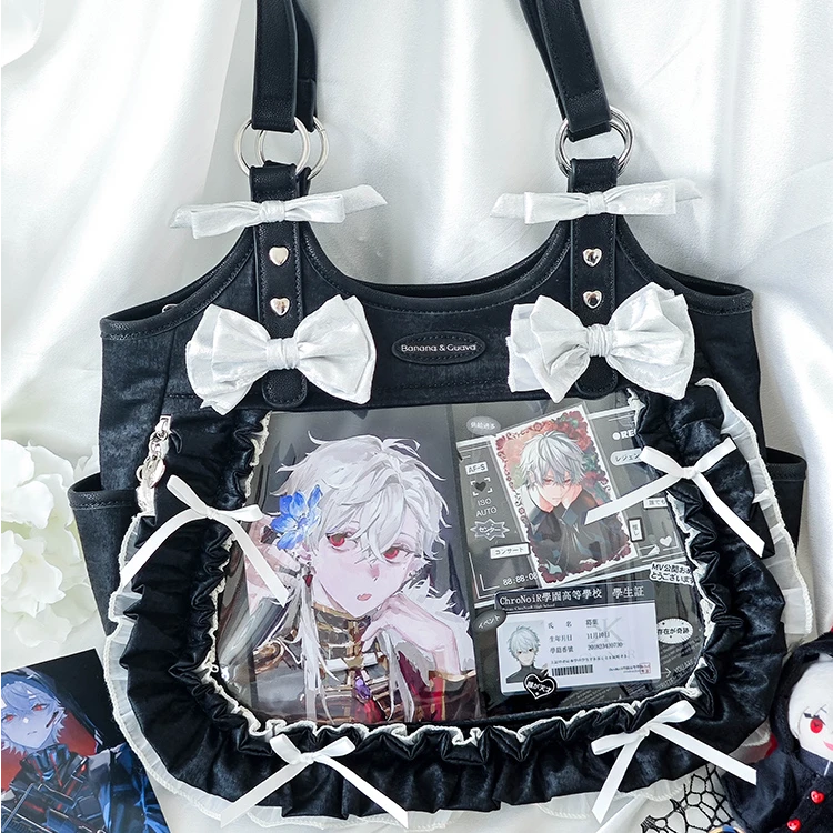 香蕉家原创围裙痛包蝴蝶节缎面单肩包可爱大食量大容量手提包娃包