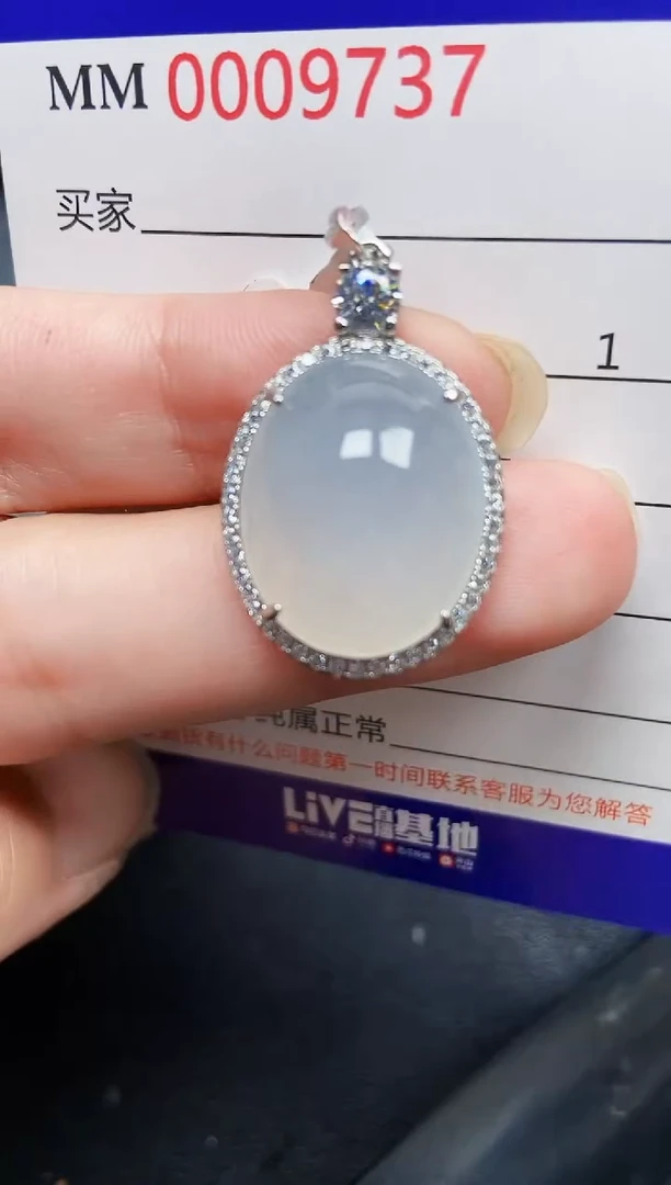 翡翠银S925镶嵌颈饰9737