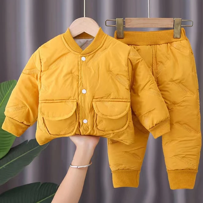 儿童棉服两件套秋冬款男女童加厚棉衣棉裤外穿中小童保暖夹棉套装