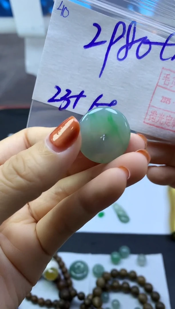 未镶嵌定制翡翠40平安扣*2990元毛货需精抛光