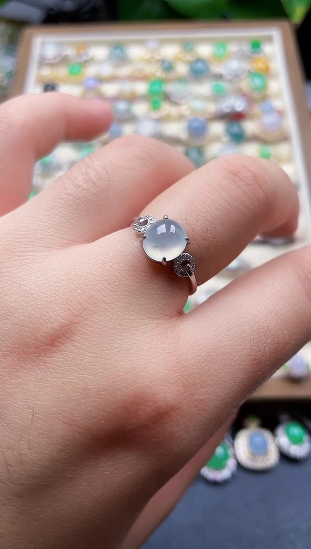 银S925镶嵌戒指翡翠1