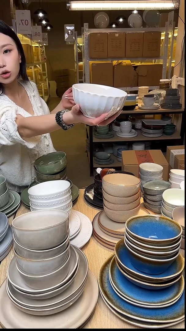 瓷79外贸尾货窑变釉下彩默外微瑕（贝壳纹4只装）