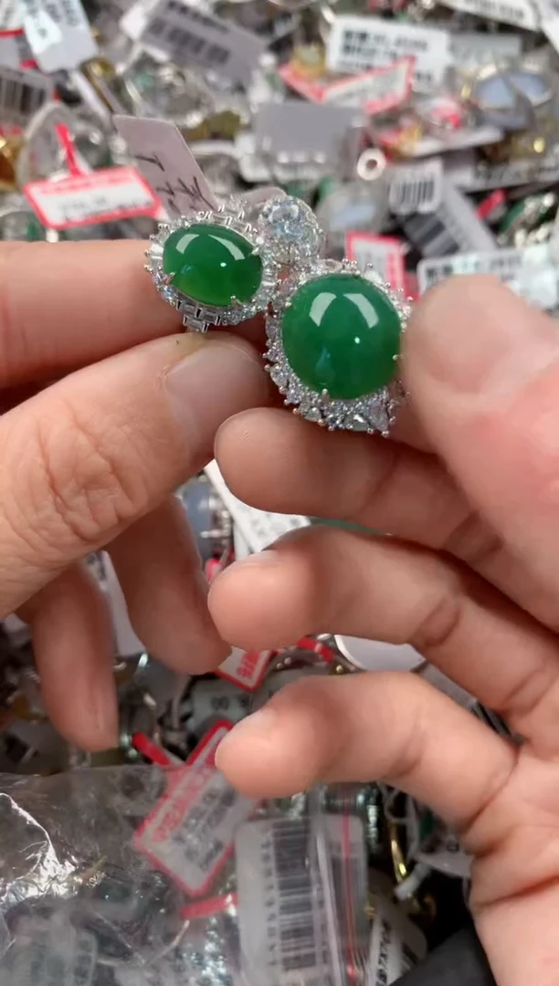 银S925镶嵌戒指翡翠8888-----9