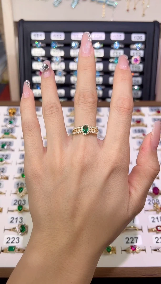 祖母绿戒指银S925镶嵌0000