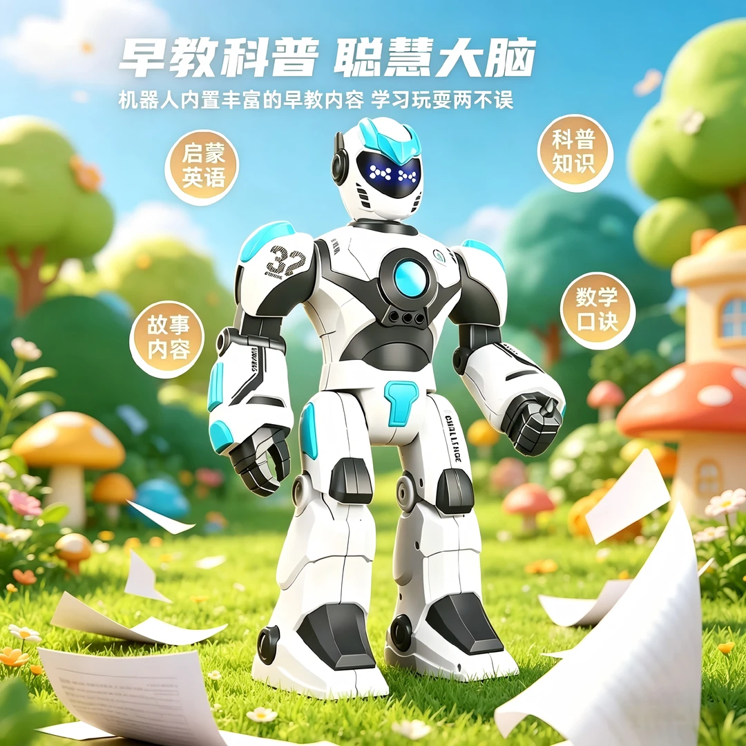 Ai智能战警早教机器人618大促礼物 2026新款遥控生日61男孩玩具