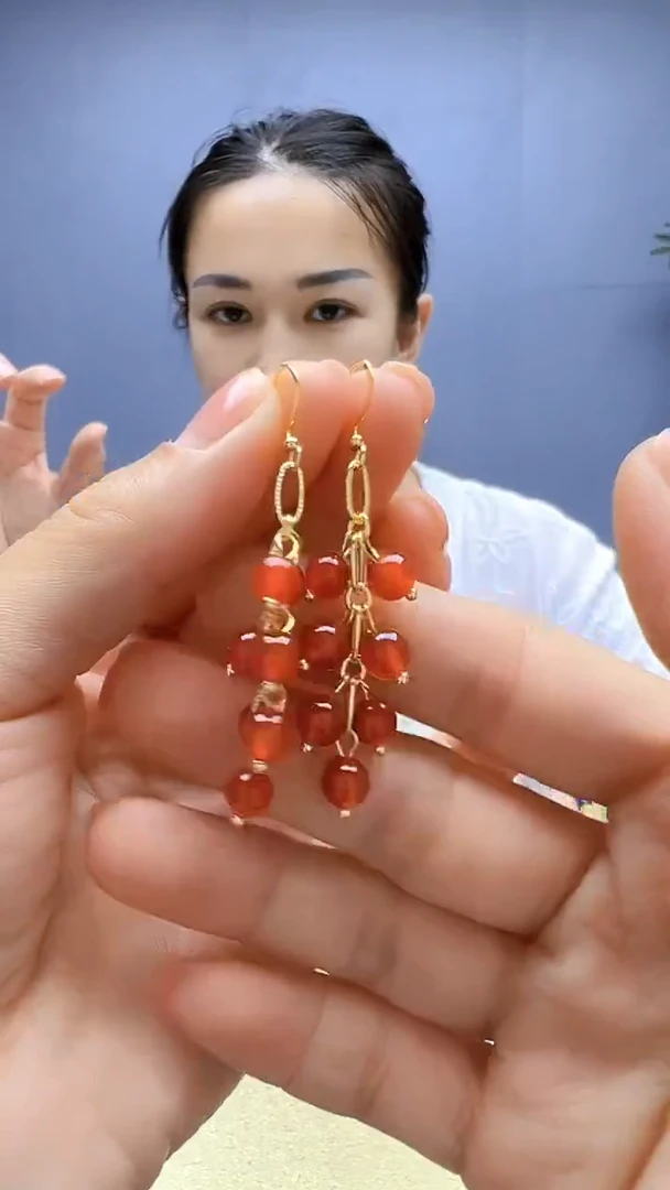颈饰14K金镶嵌南红玛瑙随昔diy颈饰