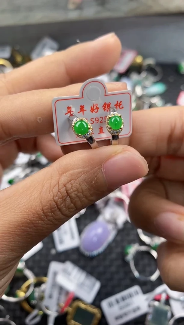 银S925镶嵌戒指翡翠333   4