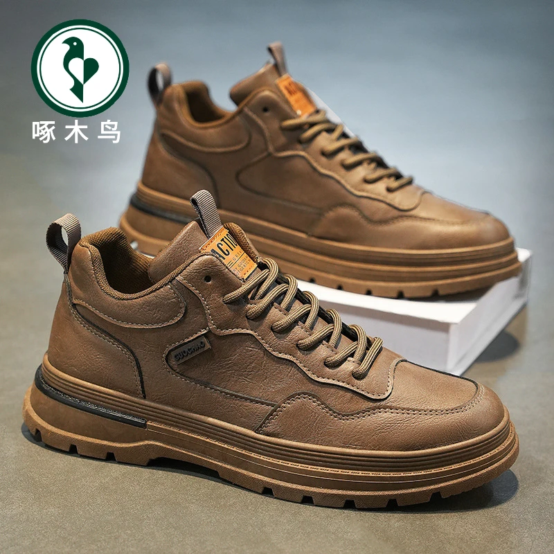 【啄木鸟】马丁靴春秋季男鞋透气防水工作鞋潮流百搭工装鞋休闲板鞋