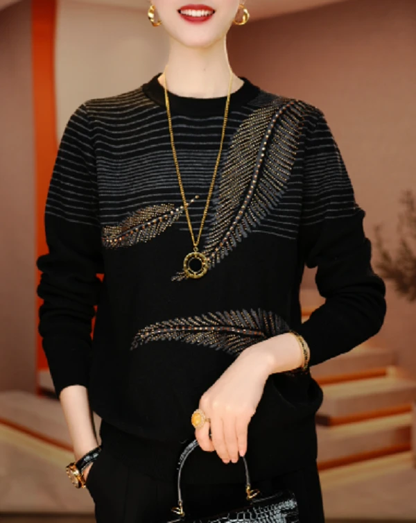 千奕 秋季新款含棉羊毛衣针织毛线衣柔软保暖百搭上衣V25Q1361