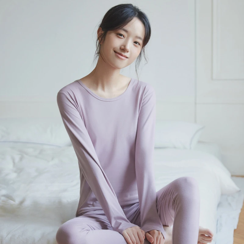 保暖内衣薄款秋衣秋裤女套装少女春秋保暖衣纯棉打底女款线衣