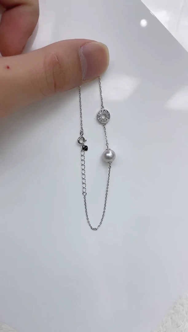 【闪购商品】海水珍珠手链银S925镶嵌海水珍珠手链