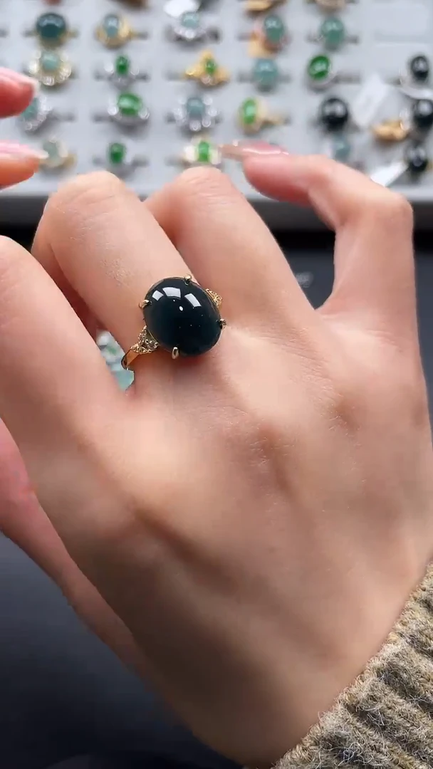 【闪购商品】翡翠戒指银S925镶嵌87658