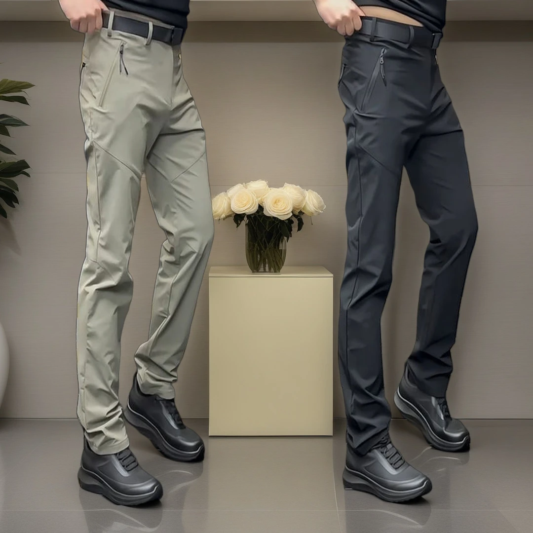 百搭秋冬直筒冲锋裤户外防风工装裤男士潮流长裤修身软壳休闲裤男