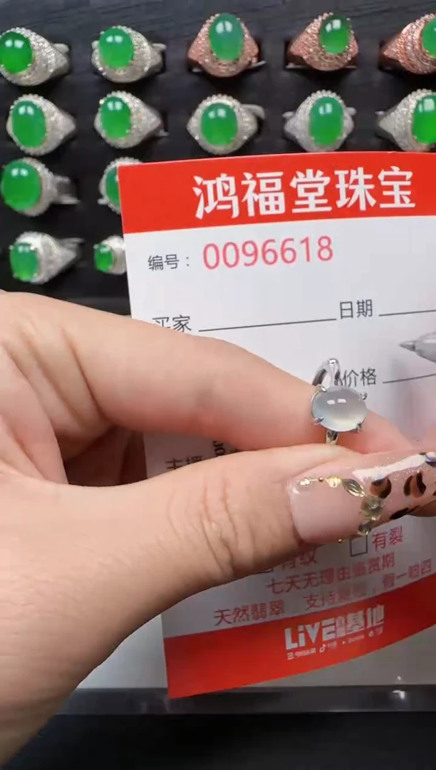 【闪购商品】翡翠戒指银S925镶嵌6618