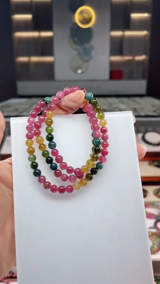 未镶嵌三圈手串碧玺（多样性发一条）Q