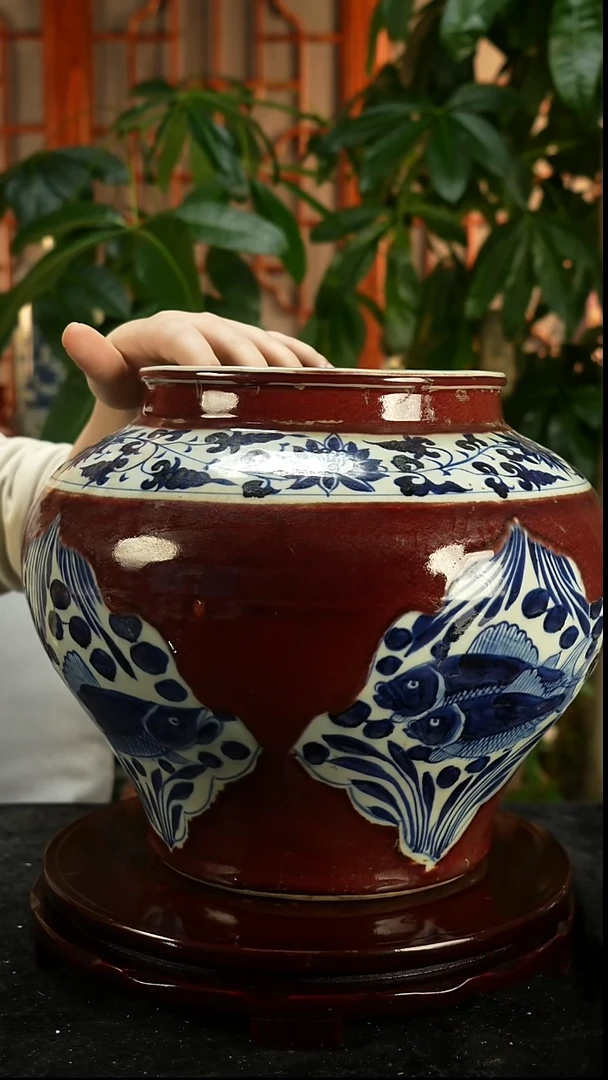 其他瓷青花釉里红鱼藻纹大缸