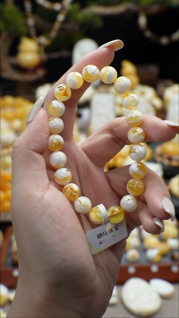 手链琥珀未镶嵌天然琥珀蜜蜡虎皮手串