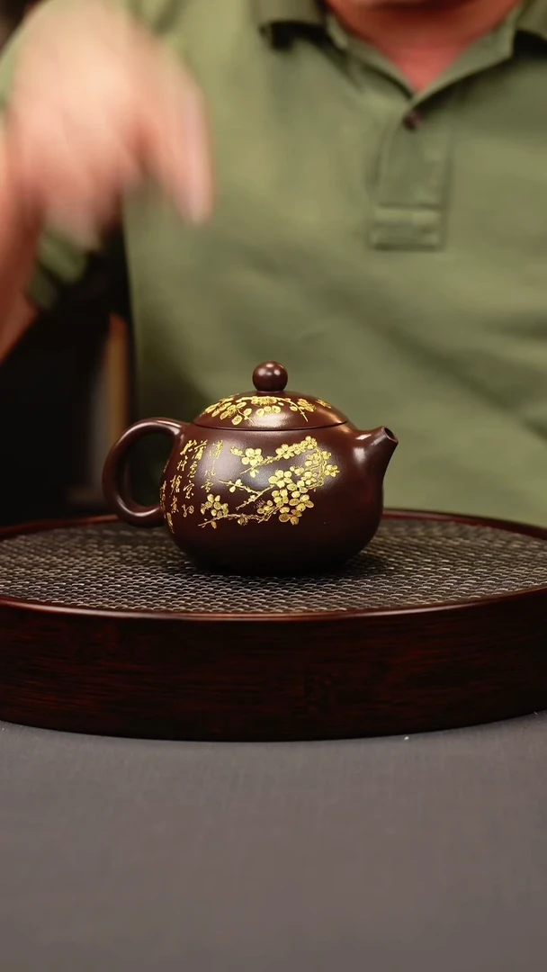 茶壶紫砂天星泥 西施 描金