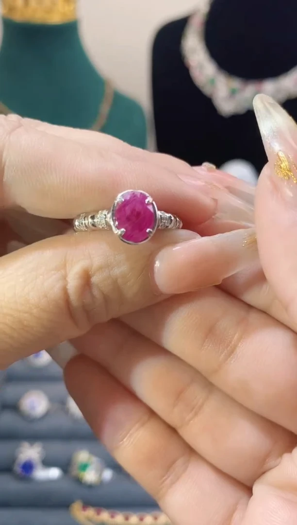 未镶嵌戒指红宝石天然红包石戒指