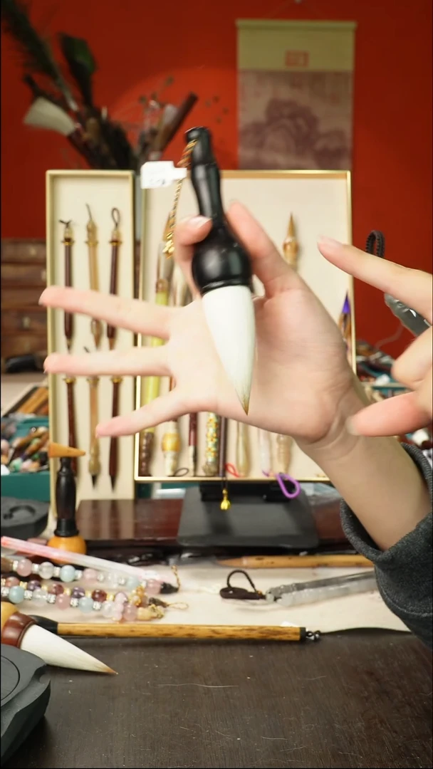 4号孤品高货毛笔链接 清水试笔 蘸墨不退