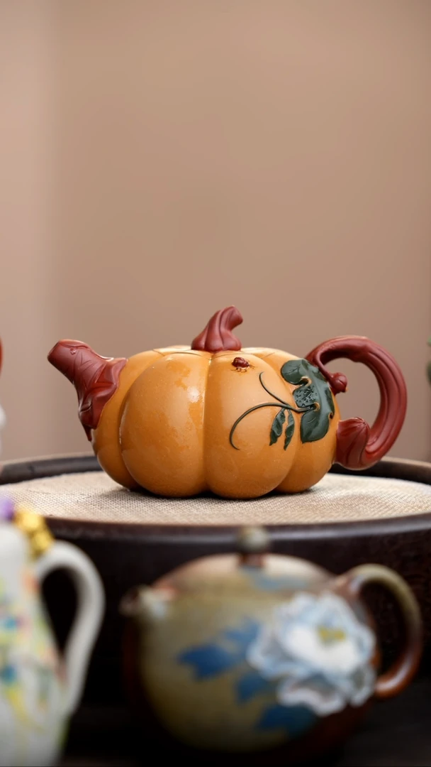 茶壶紫砂黄金段三色南瓜壶