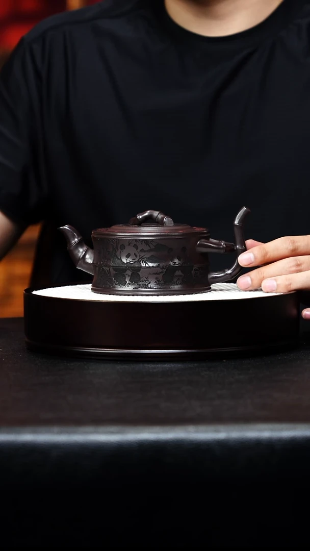 茶壶紫砂宜兴紫砂 竹段壶 老紫泥5866