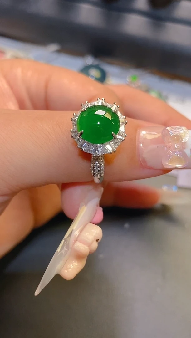 银S925镶嵌翡翠耳饰天然