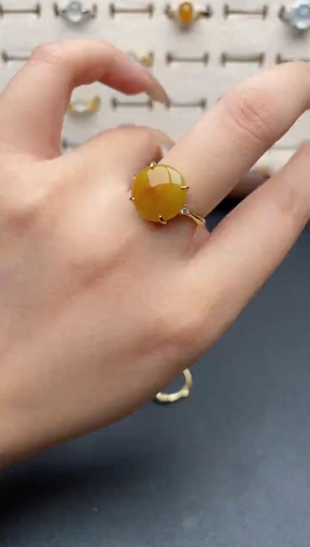 银S925镶嵌戒指翡翠一物一证一礼盒