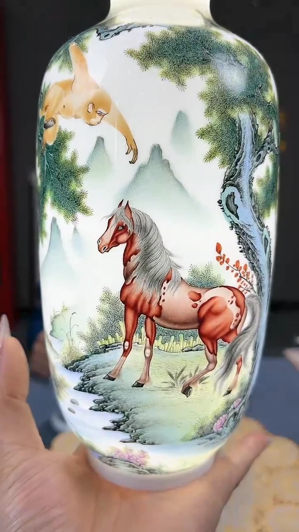 【闪购商品】官窑瓷画院508官窑瓷画院马上封侯赏瓶