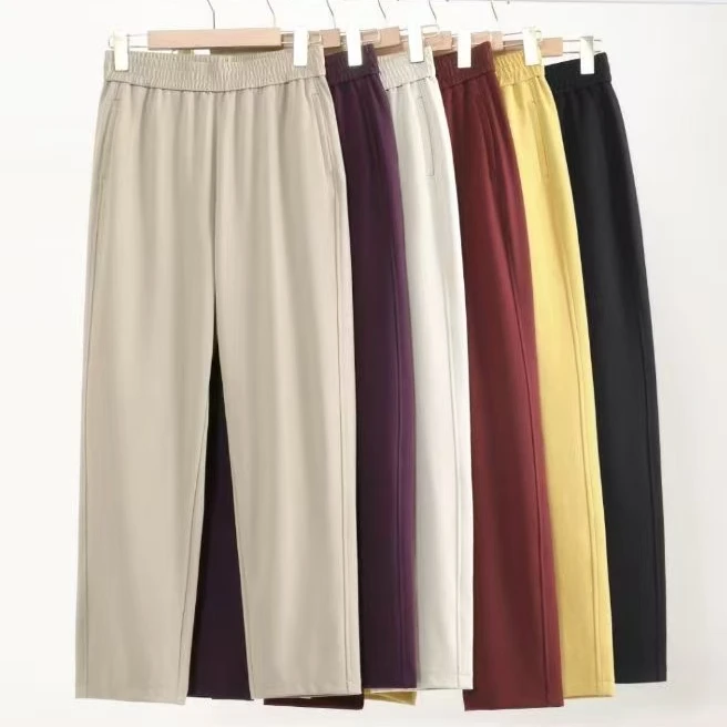 莱赛尔天丝春夏季新款宽松高腰松紧休闲裤显瘦遮肉大码百搭直筒裤