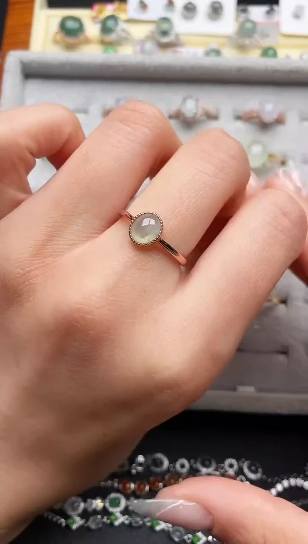 【闪购商品】翡翠戒指银S925镶嵌66666666+2