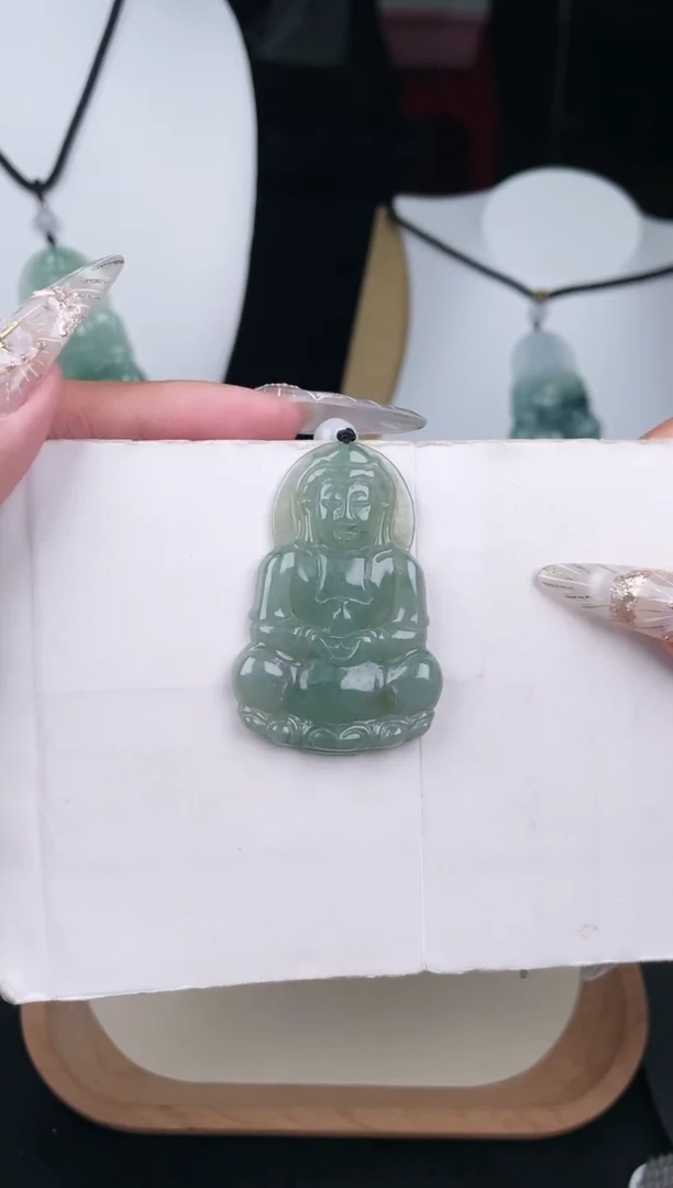 颈饰未镶嵌翡翠Y5C002翡翠油冰绿中大观音