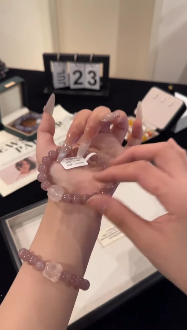 水晶手串合金紫马粉x1107
