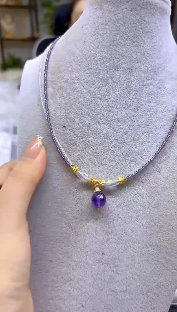 未镶嵌项链紫晶DIY款X705