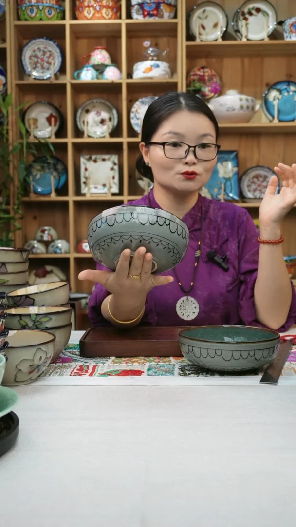 瓷片小可高温陶瓷餐具一组两只16厘米