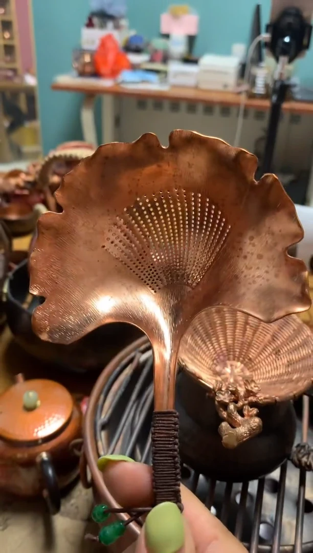 金属纯紫铜千秋大叶茶漏