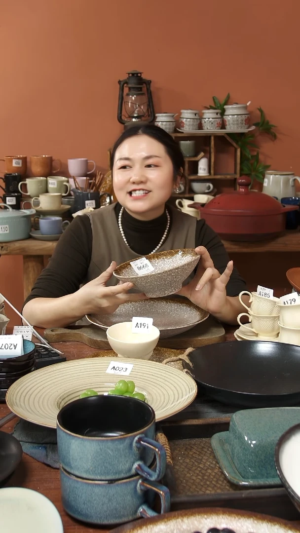 陶瓷欣*愿B668陶磨砂瓷斗笠碗8个微瑕