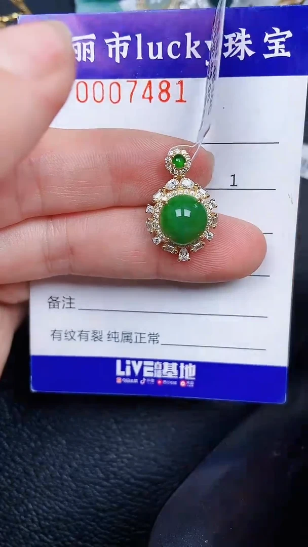 颈饰银S925镶嵌翡翠7481