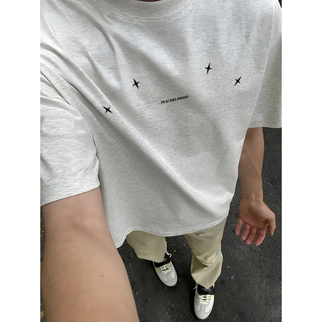 【重磅纯棉】美式潮牌印花短袖T恤宽松圆领打底潮牌创意原创夏季ins