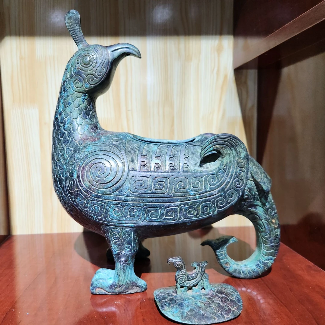 晋候鸟尊仿古做旧纯铜家居酒器工艺品礼品送礼摆件