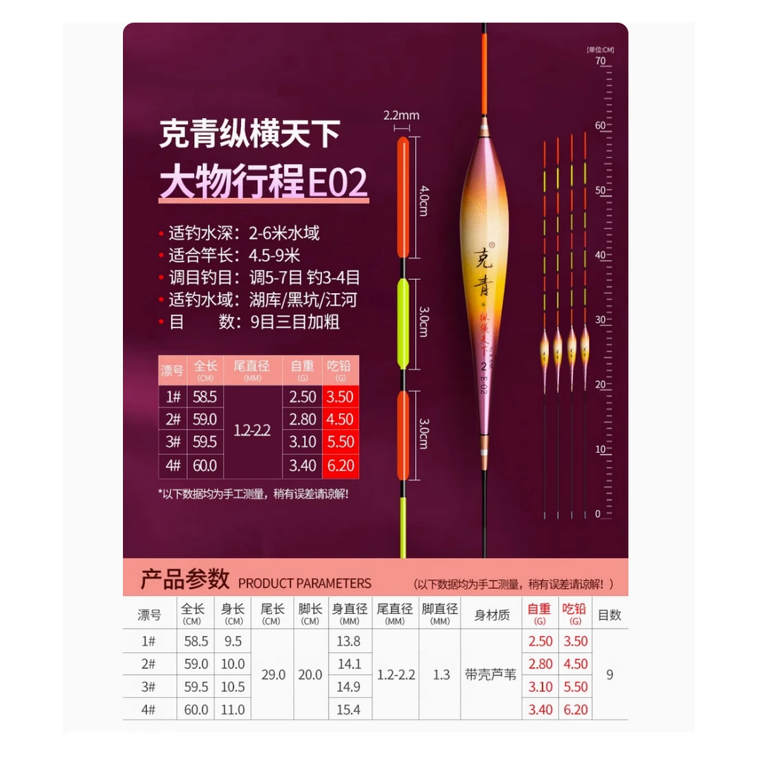 克青纵横天下E02E03加长芦苇黑坑大物漂高灵敏加粗防爆醒目行程漂